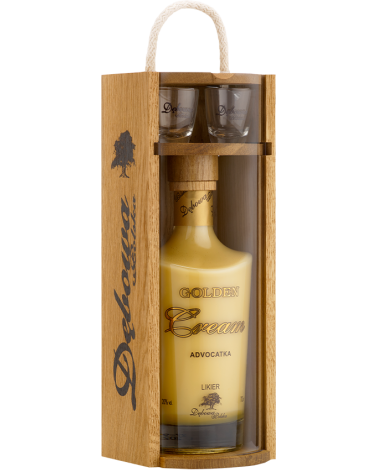 Likier Golden Cream Advocatka 0,7l Drewno + 2 kieliszki