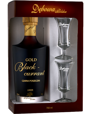 Likier Gold Blackcurrant Czarna Porzeczka 0,7l + 2 kieliszki