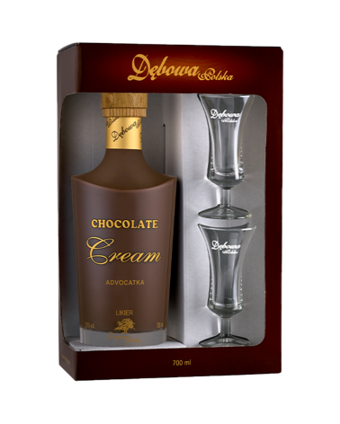 Likier Czekoladowy Chocolate Cream 0,7l + 2 kieliszki