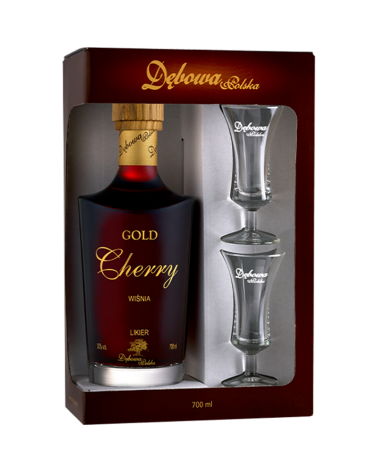 Likier Gold Cherry Wiśnia 0,7l + 2 kieliszki
