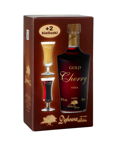 Likier Gold Cherry Wiśnia 0,7l + 2 kieliszki